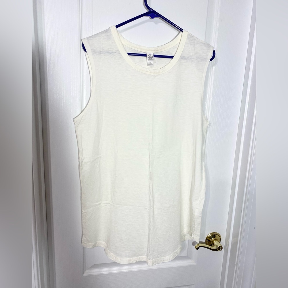 NEW Alternative Apparel Inside Out Slub Knit Sleeveless Muscle Tee Tank Ivory XL